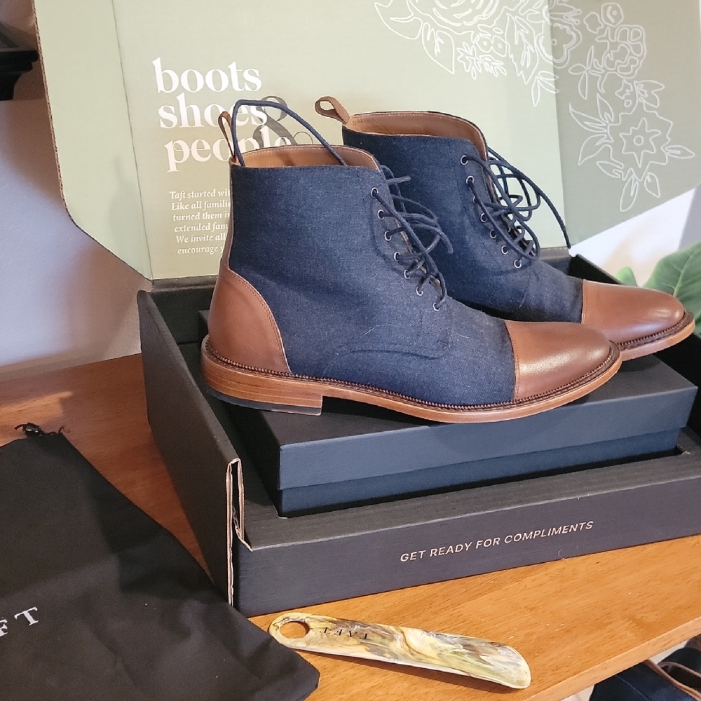 Taft Blue and Brown Oxfords with Leather Sole
